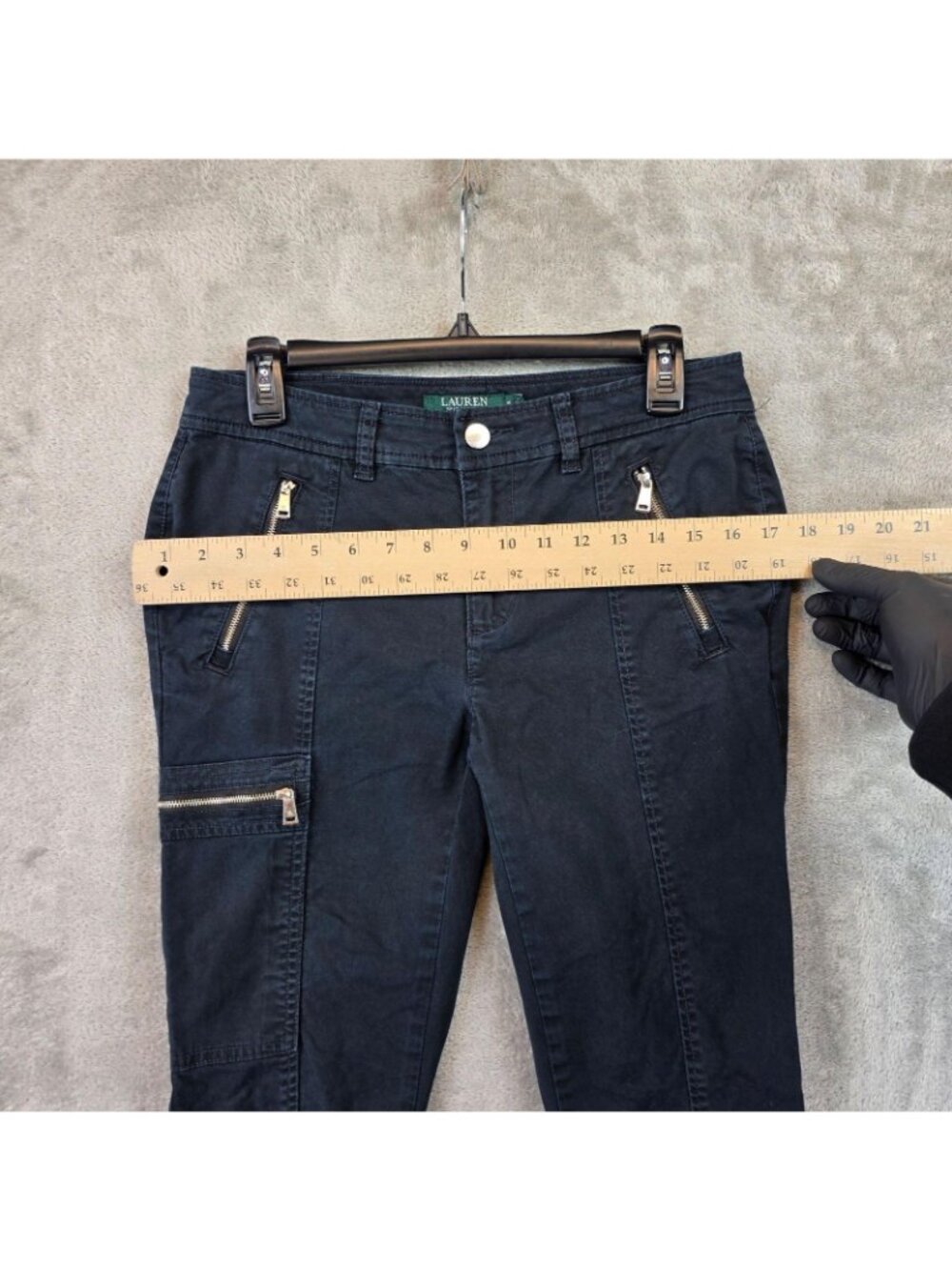 Lauren Ralph Lauren Cargo Pants Womens 4 Blue Twill Slim Ankle Zip Stretch - Picture 9 of 12
